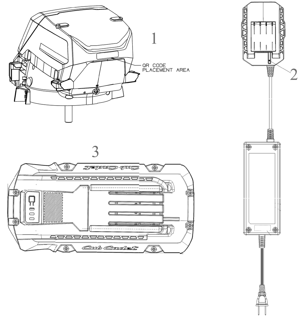 Motor And Battery Diagram and Parts List for SCP21E (18AEB9C5B10)(2021) Cub Cadet Lawn Mower